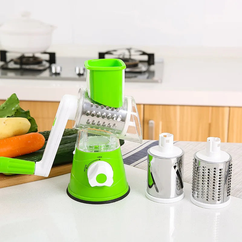 Multifunctional Vegetable Slicer Shredder Cutter Tool 3 Sharp Drums Manual Hand Operated