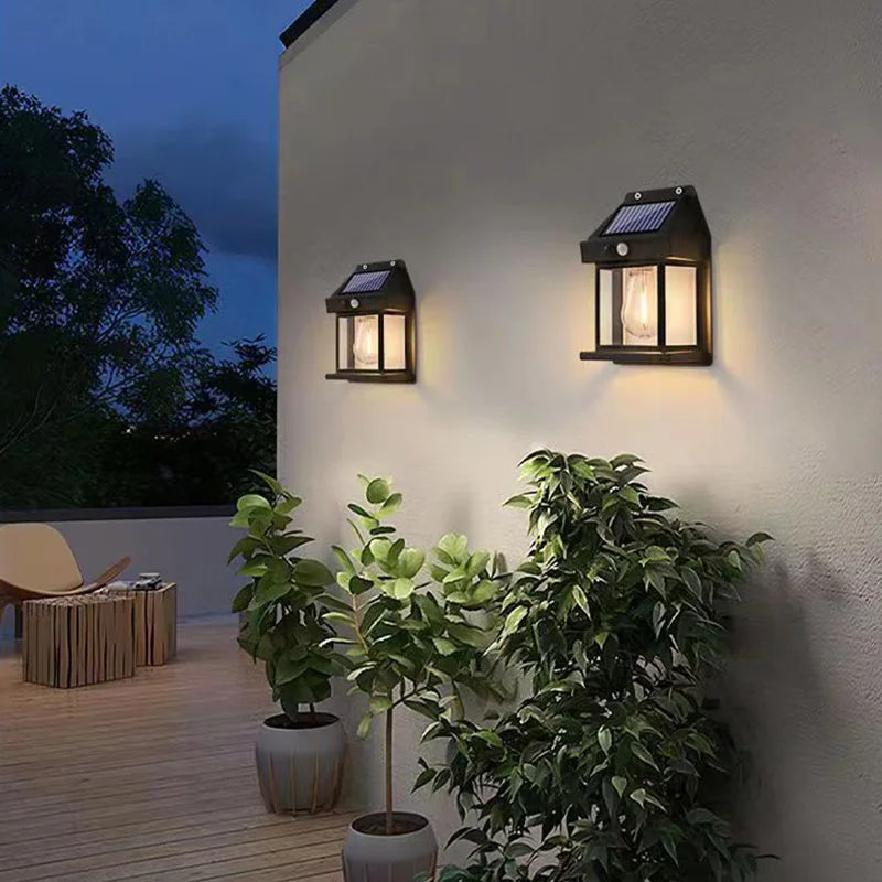 Outdoor Solar Tungsten Wall Light with Motion Sensor IP65 Waterproof LED Safety Light