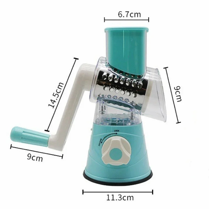 Multifunctional Vegetable Slicer Shredder Cutter Tool 3 Sharp Drums Manual Hand Operated